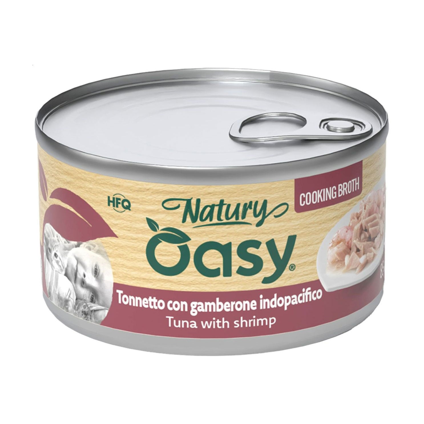 Вологий корм для дорослих котів Oasy Cat Wet Natury з тунцем та креветками у соусі, 85 г